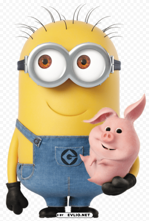 minion with piggy transparent cartoon PNG images with alpha transparency selection clipart png photo - 26a37346