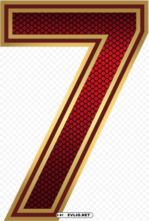 red and gold number seven Clean Background Isolated PNG Art
