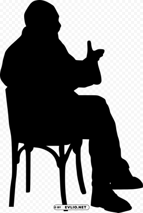 Sitting in Chair Silhouette Transparent Background Isolated PNG Icon