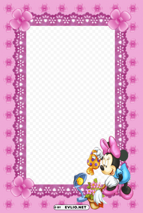 cute kids prink mini mouse transparent frame PNG files with alpha channel assortment