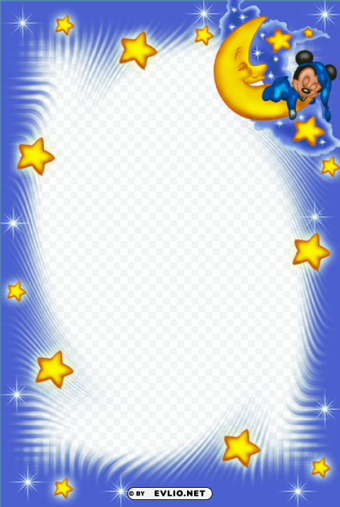good night kids blue frame Isolated Character in Clear Background PNG