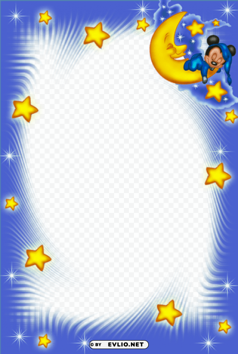 Good Night Kids Blue Frame Isolated Character In Clear Background PNG