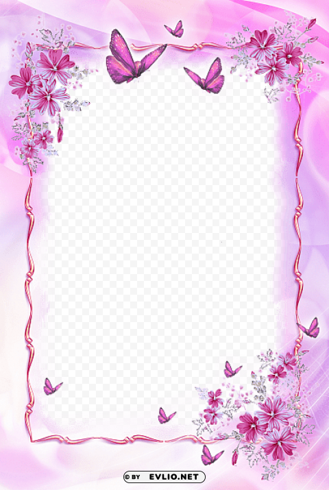 pink frame with butterflies Transparent PNG images database