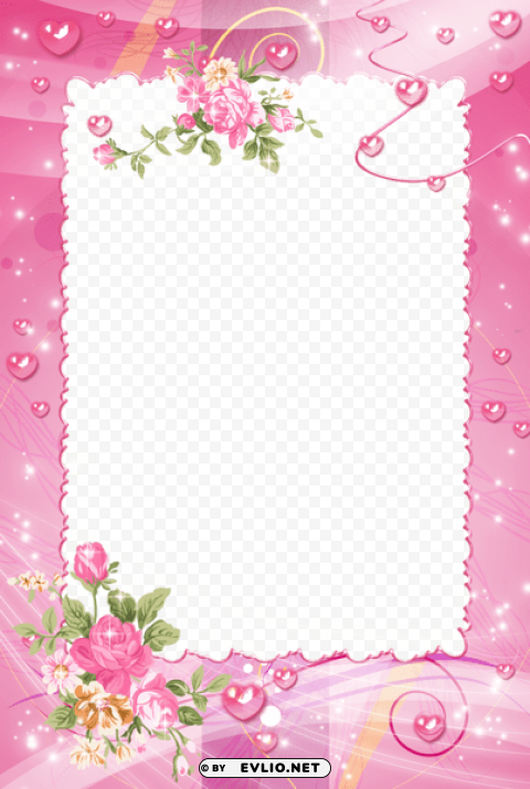 pinkframe with roses PNG files with transparent canvas collection