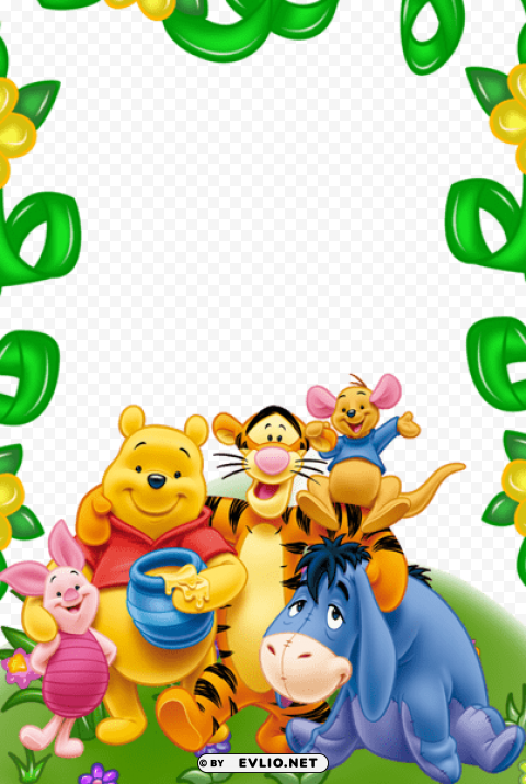 winnie the pooh and friends kids transparent frame Images in PNG format with transparency