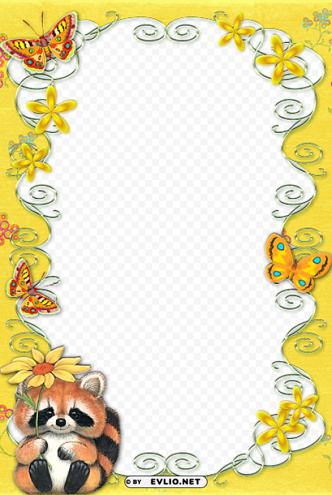 yellow kids frame Transparent Background PNG Isolated Illustration