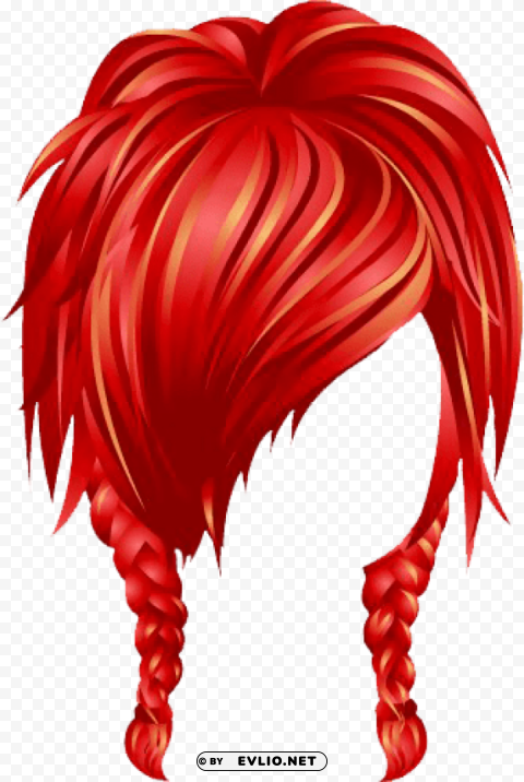 high-school-spiky-pigtails-red Isolated Design on Clear Transparent PNG
