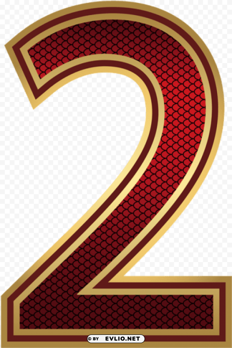 red and gold number two Transparent PNG Image Isolation