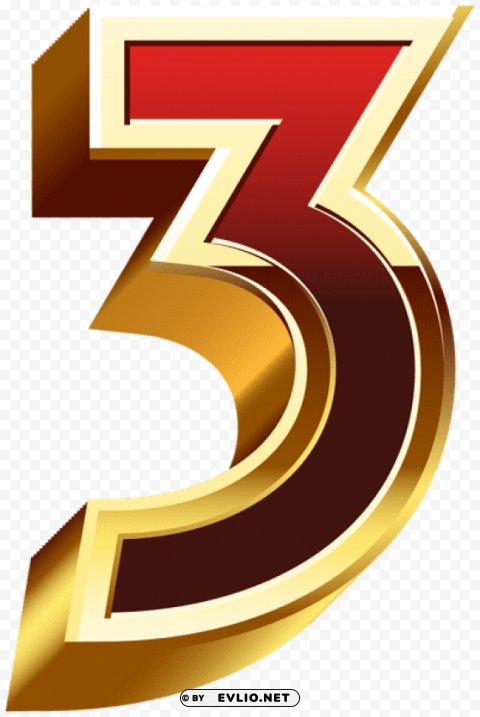 three gold red number PNG image with no background