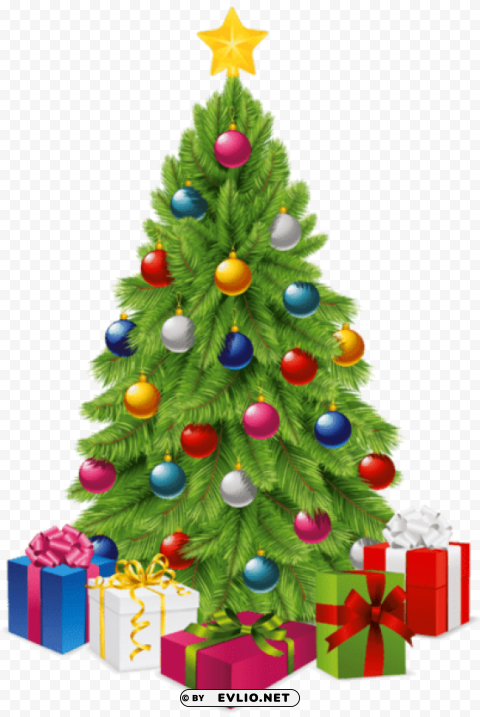 transparent christmas tree with gift boxes PNG images for graphic design