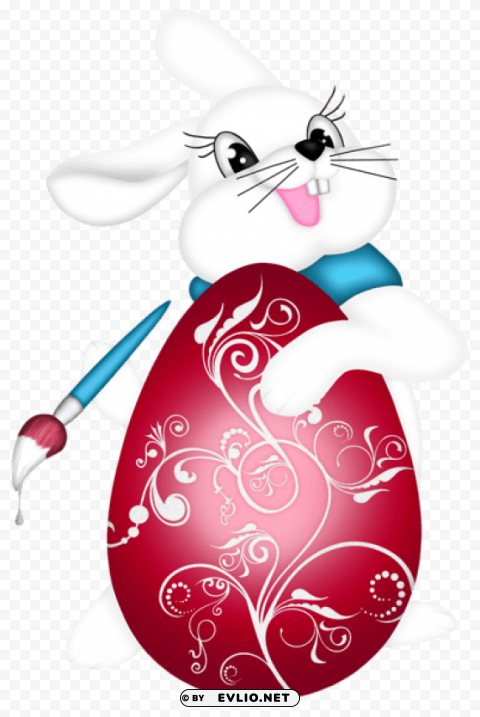 transparent easter bunny and red eggpicture Isolated Graphic with Clear Background PNG