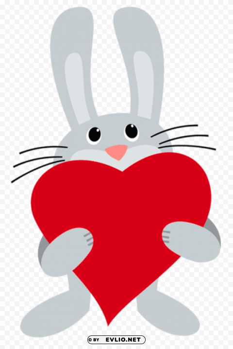 bunny with heart PNG clip art transparent background