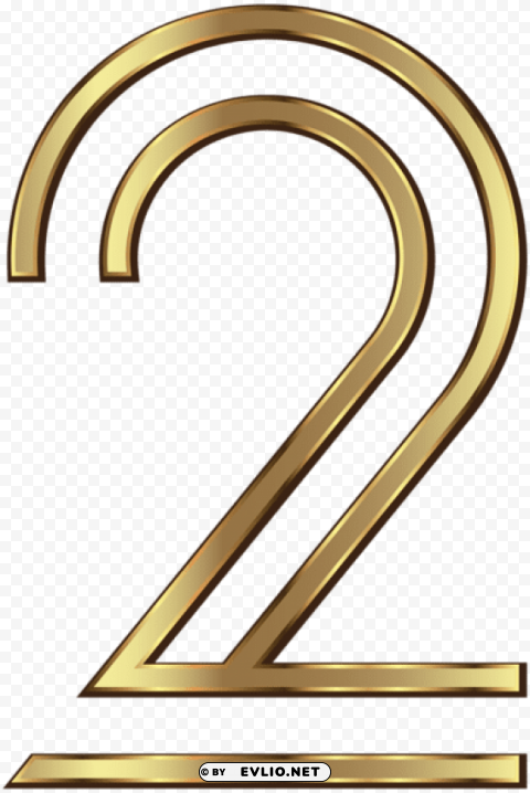number two golden Isolated Item in HighQuality Transparent PNG