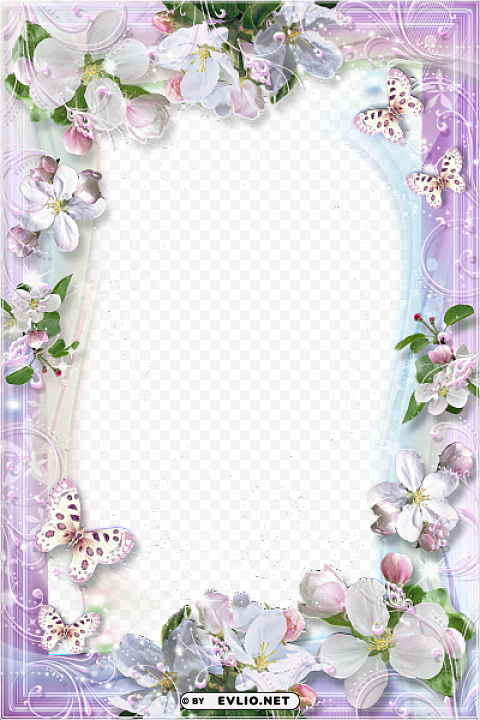 beautiful flowers transparent frame PNG images with clear cutout