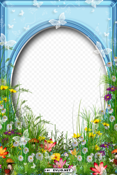 cute summer photo frame with flowers PNG for presentations