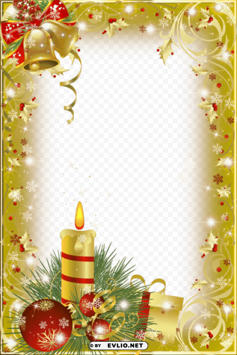 gold transparent christmas photo frame PNG Graphic with Isolated Transparency