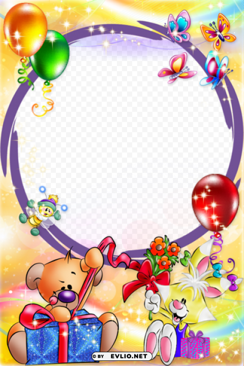 happy birthday kids transparent photo frame PNG files with clear background collection