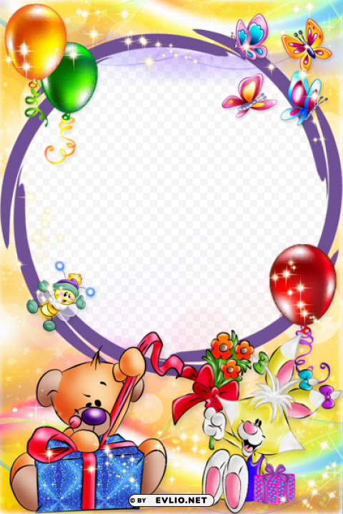 Happy Birthday Kids Transparent Photo Frame PNG Files With Clear Background Collection