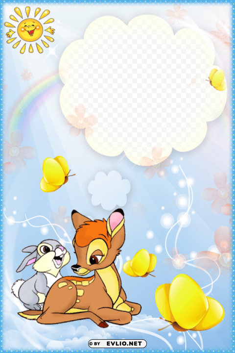 kidsframe with rabbit and deer PNG images for editing