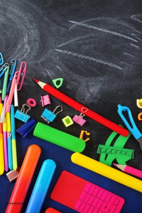 Lively School Essentials on Chalkboard Background for Students Clear PNG pictures package - Image ID 6e0054c3
