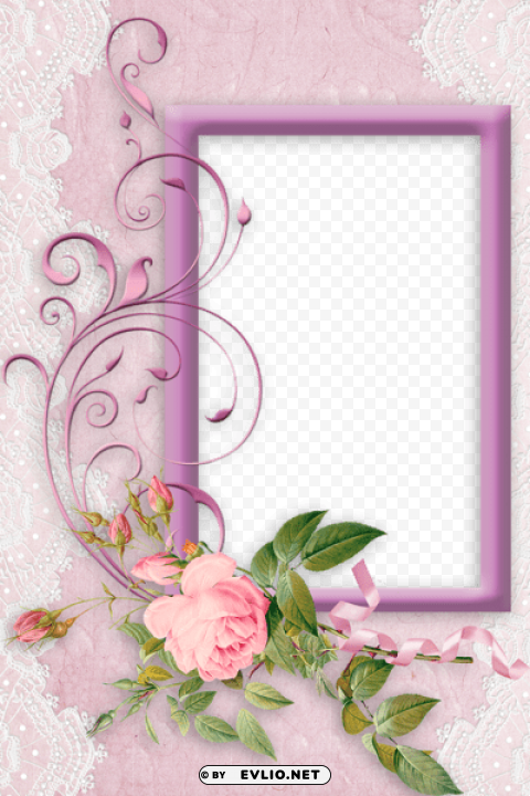 nice pink frame with rose PNG files with transparent canvas extensive assortment