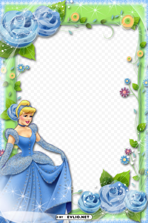  Blue Green Kids Frame With Princess Isolated Item With Transparent Background PNG