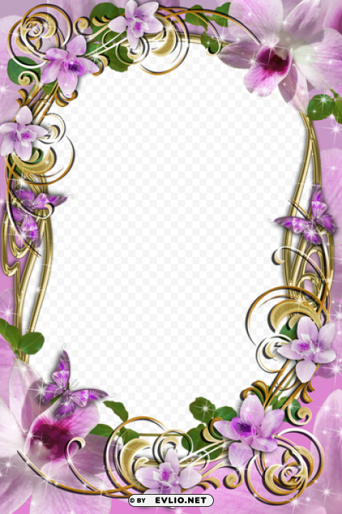  delicate frame with flowers PNG transparent graphics bundle