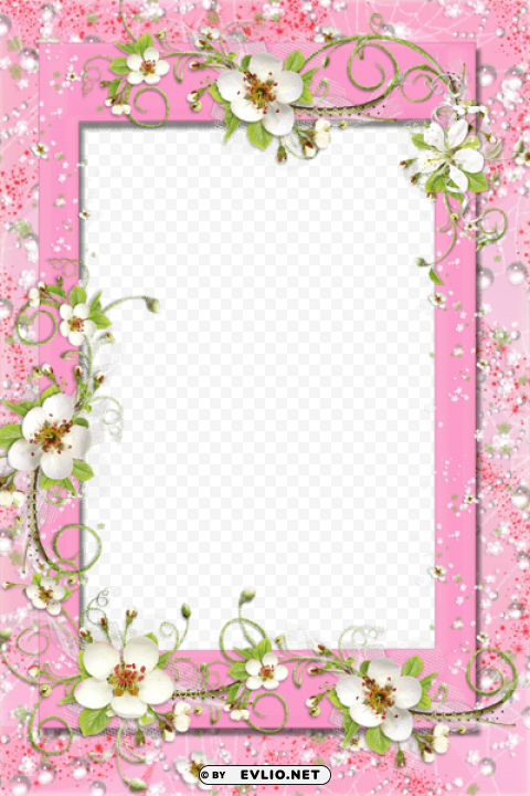 transparent pink frame with flowers PNG icons with transparency