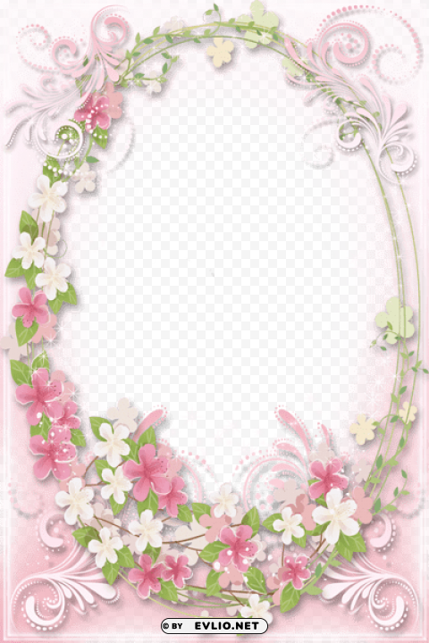  soft pink flowers frame Transparent PNG Isolated Graphic with Clarity