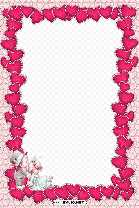 valentines pink frame Transparent Background PNG Isolated Item