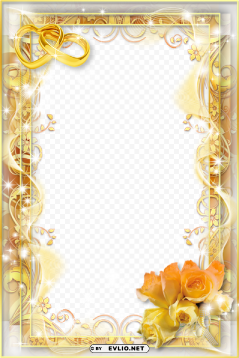 yellow weddingframe HighResolution Isolated PNG with Transparency