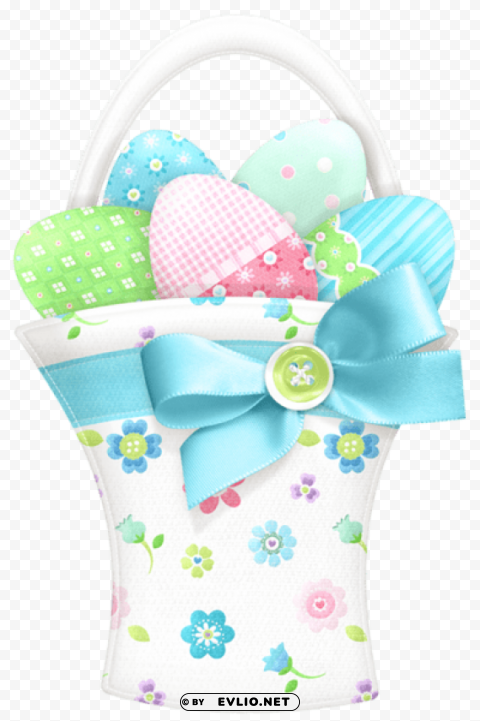 easter decorative white basket Clean Background Isolated PNG Illustration