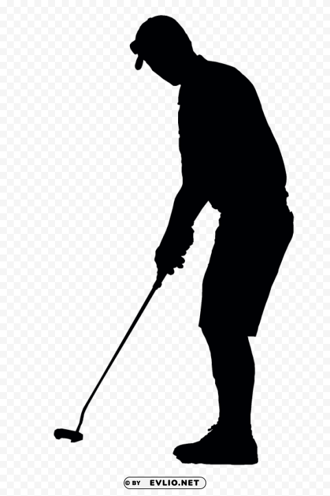 golfer black silhouette Isolated Object on HighQuality Transparent PNG
