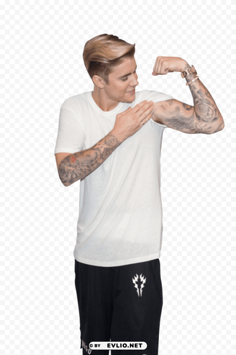 justin bieber showing muscle Transparent Background PNG Isolated Element