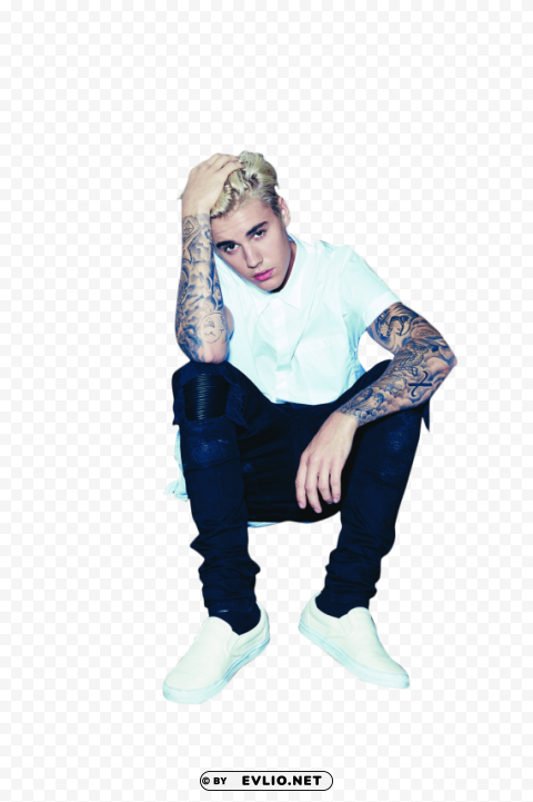 justin bieber sitting Isolated Graphic Element in HighResolution PNG