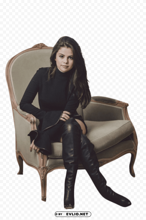 selena gomez sitting Isolated Design Element in HighQuality Transparent PNG