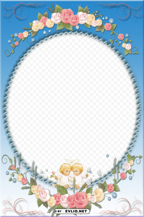 blue frame with angels Transparent PNG graphics assortment