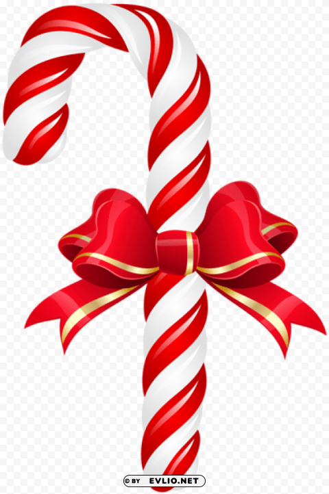 candy cane with bow PNG Isolated Object with Clarity