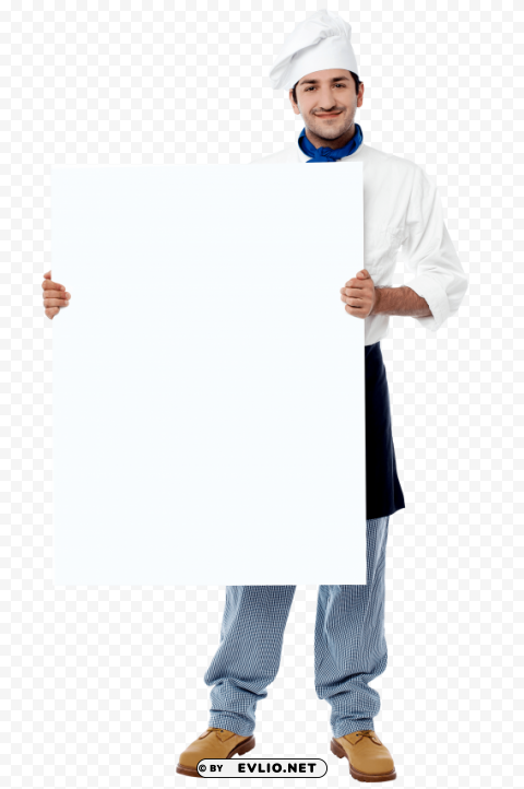 chef holding banner PNG Graphic with Isolated Clarity