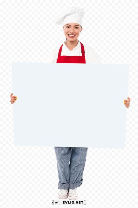chef holding banner PNG Graphic with Transparent Isolation