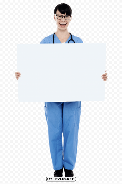 doctor holding banner Isolated Subject on HighQuality Transparent PNG