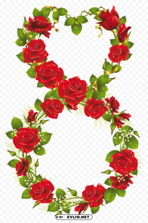 eighth of march with roses PNG with cutout background