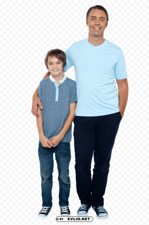 father and son Isolated Character in Clear Background PNG