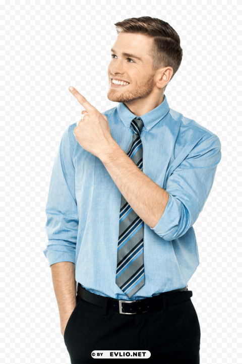 men pointing left PNG images with transparent space