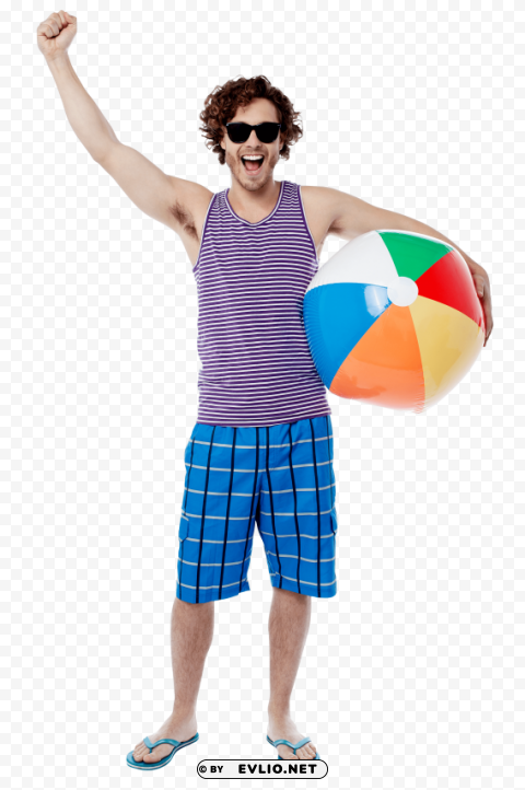 men with beach ball PNG transparent design