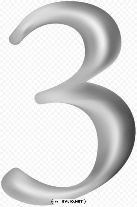 number three grey PNG images with transparent layer