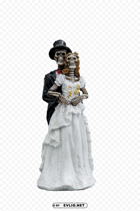 Transparent background PNG image of skeleton bride and groom holding Isolated Item with Clear Background PNG - Image ID 9229339f