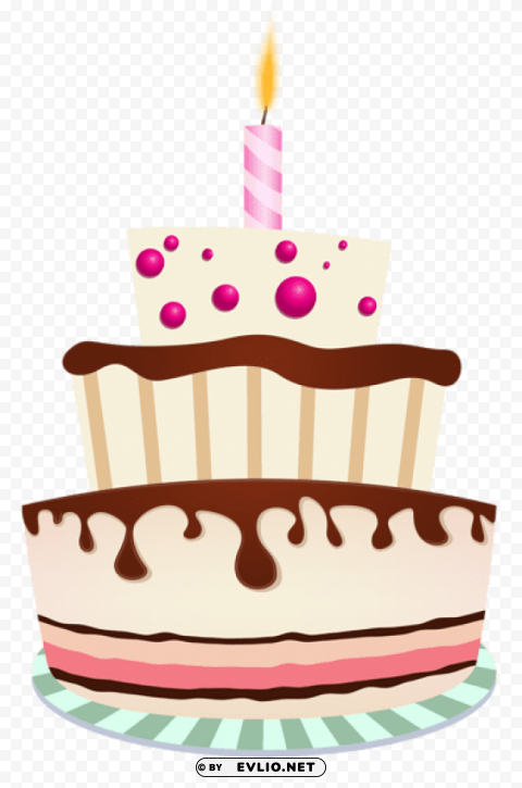 birthday cake with one candle Clear Background Isolated PNG Graphic