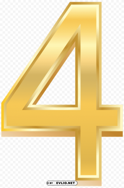 Gold Style Number Four Isolated Graphic On Clear Background PNG