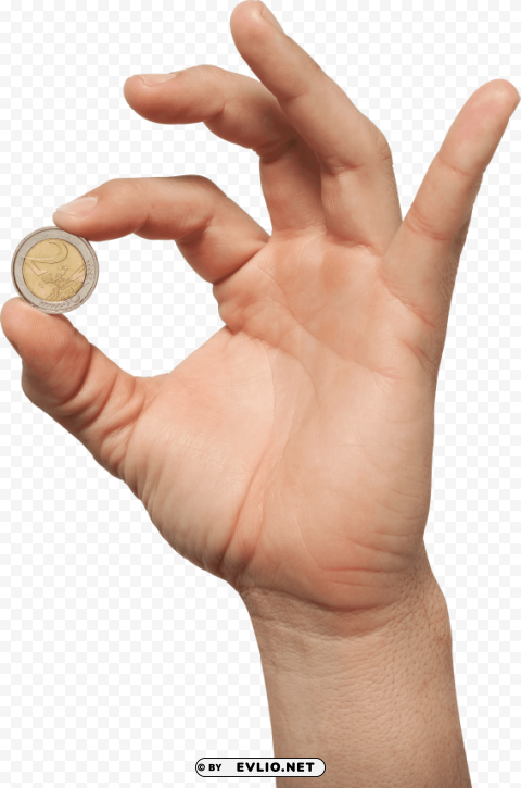 holding coin hand PNG Graphic Isolated on Transparent Background